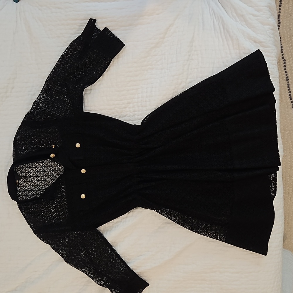 Maje black lace skater dress